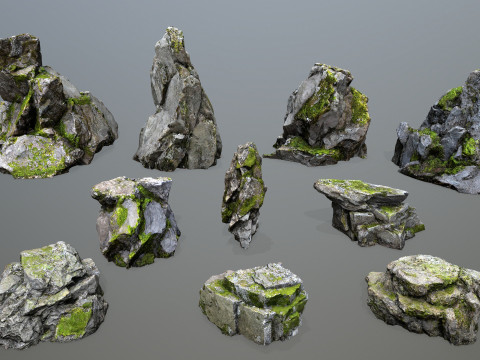 Mossy rocks 3D 模型