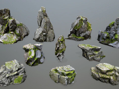 Mossy rocks 3D Model