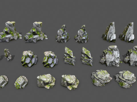 Mossy rocks 3D Model