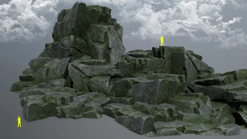 Mossy rocks 3D Model .c4d .max .obj .3ds .fbx .stl .blend