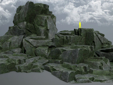 이끼 낀 바위 3D 모델