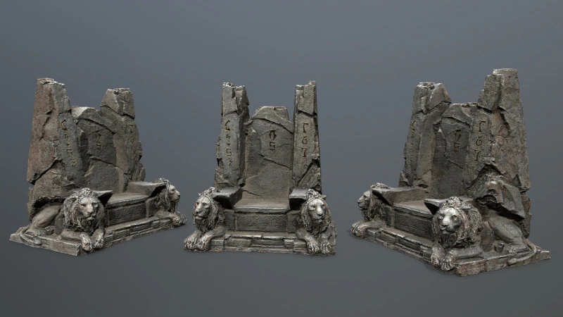 Lion Stone Throne 3D Model .c4d .max .obj .3ds .fbx .stl .blend 