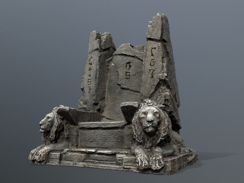 Lion Stone Throne 3D Модель