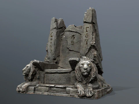 Lion Stone Throne 3D Model
