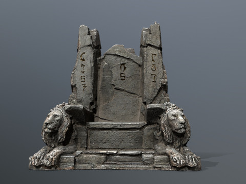 Lion Stone Throne 3D Модель