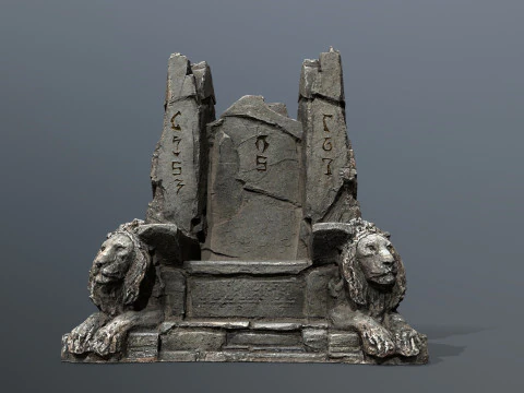 Lion Stone Throne 3D Model