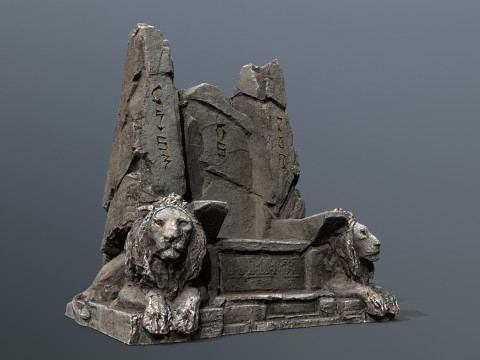 Lion Stone Throne 3D Модель