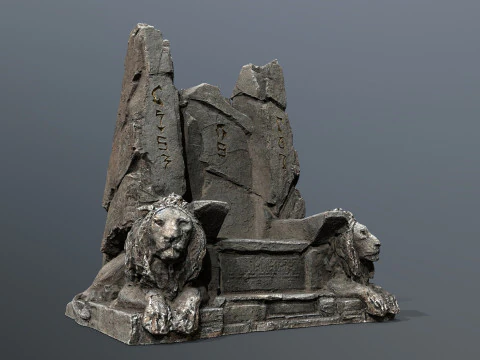 Lion Stone Throne 3D Model