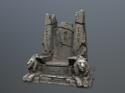 Lion Stone Throne 3D Модель