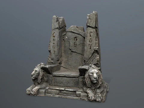 Lion Stone Throne 3D Model