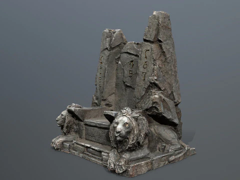 Lion Stone Throne 3D Model