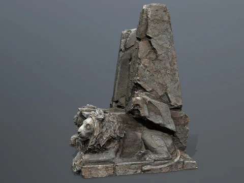 Lion Stone Throne 3D Model