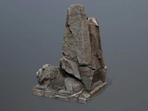 Lion Stone Throne 3D Model