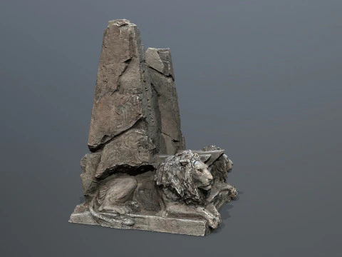 Lion Stone Throne 3D Model