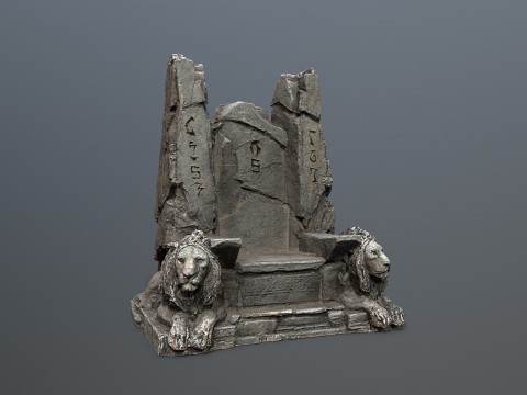Lion Stone Throne 3D Модель
