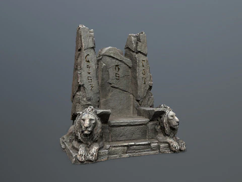 Lion Stone Throne 3D Model