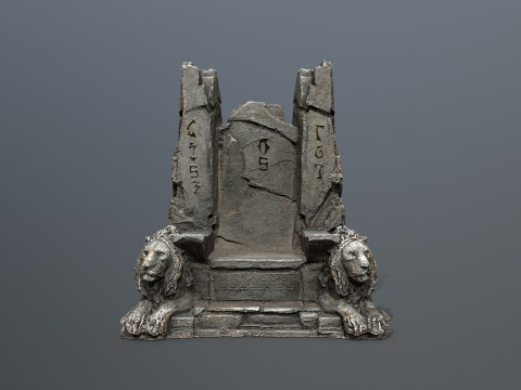 Lion Stone Throne 3D Модель