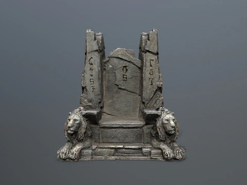 Lion Stone Throne 3D Model