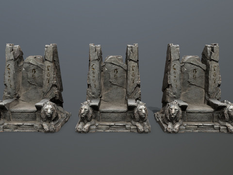 Lion Stone Throne 3D Модель