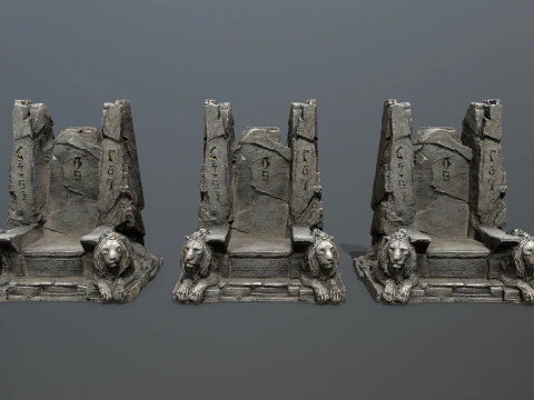Lion Stone Throne 3D Model