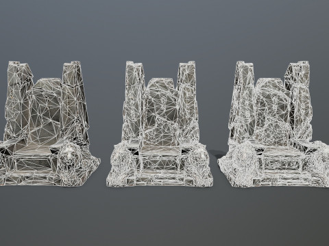 Lion Stone Throne 3D Модель
