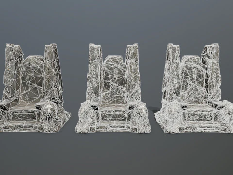 Lion Stone Throne 3D Model