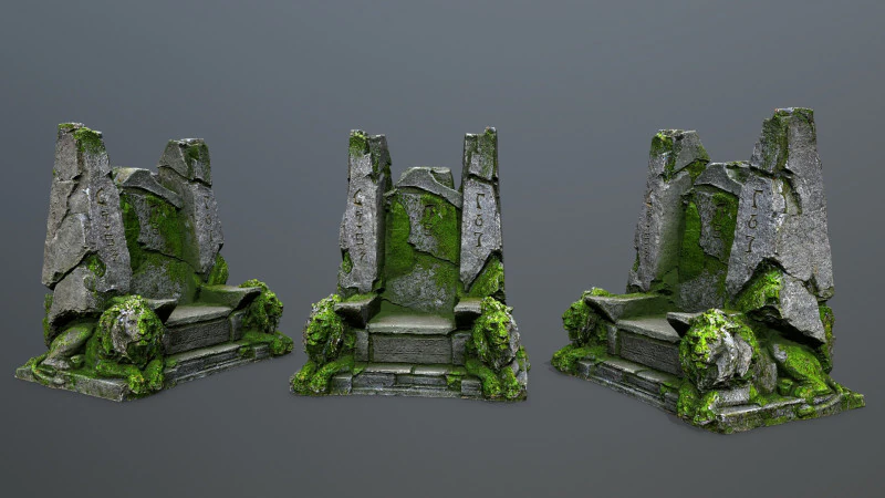 Lion Stone Throne 3D Model .c4d .max .obj .3ds .fbx .stl .blend 