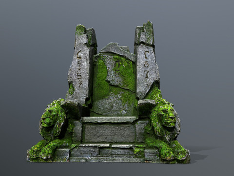 Lion Stone Throne 3D Model