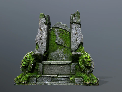 Lion Stone Throne 3D Model