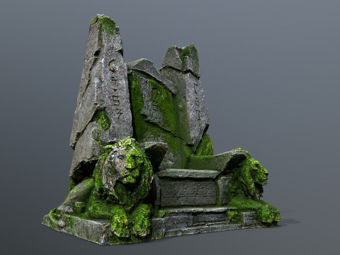 Lion Stone Throne 3D Model