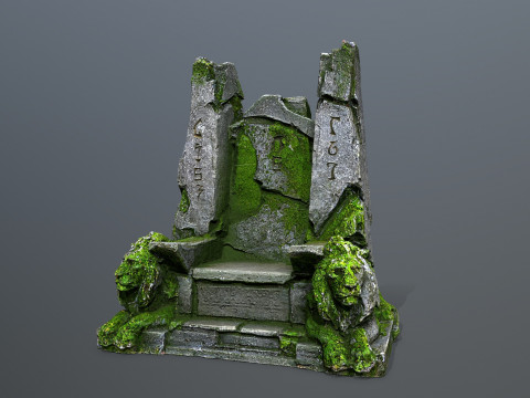 Lion Stone Throne 3D Model