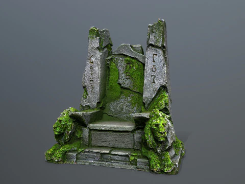 Lion Stone Throne 3D Model