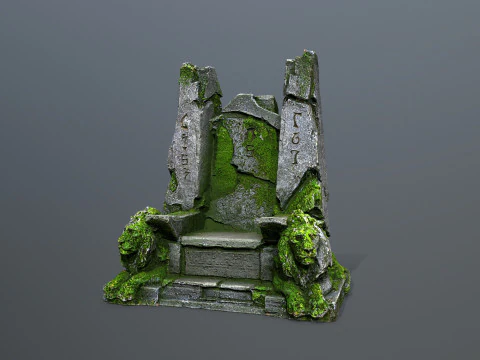 Lion Stone Throne 3D Model