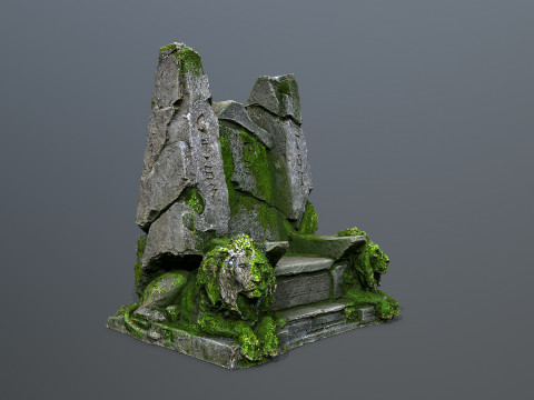 Lion Stone Throne 3D Model