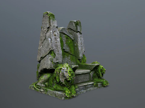 Lion Stone Throne 3D Model