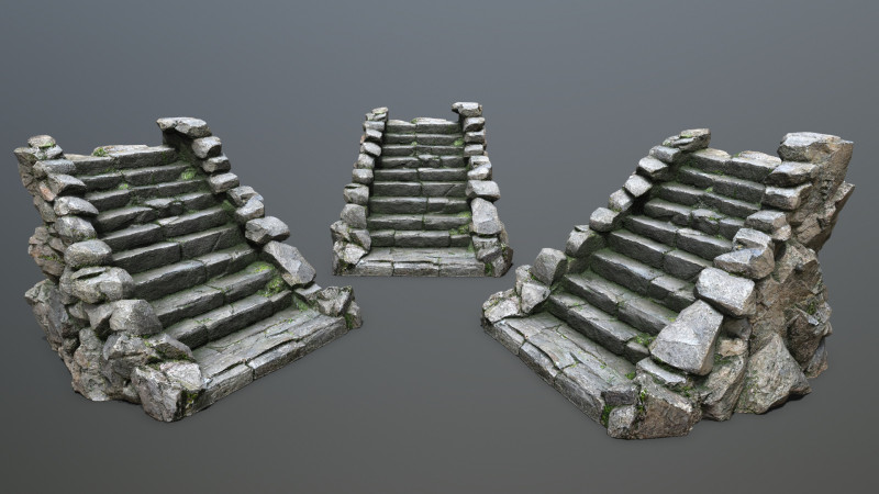 Stone stairs 3D Модель .c4d .max .obj .3ds .fbx .stl .blend