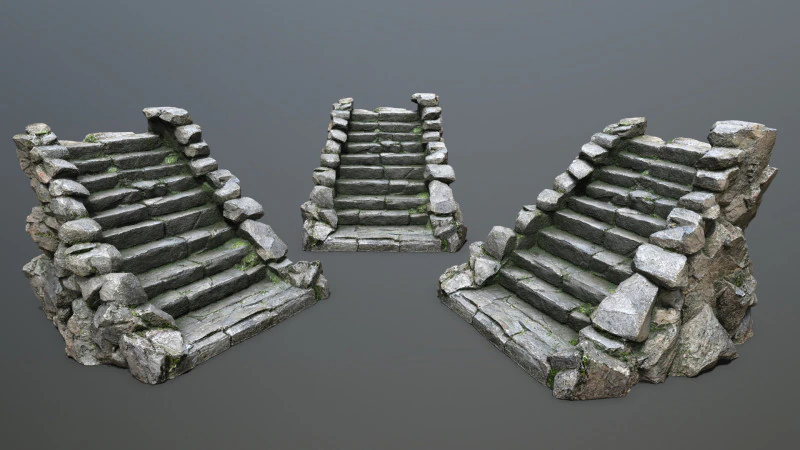 Stone stairs 3D Model .c4d .max .obj .3ds .fbx .stl .blend 