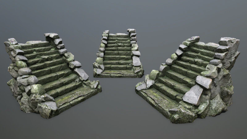 Stairs 3D Model .c4d .max .obj .3ds .fbx .stl .blend