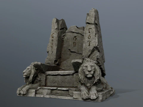 Lion Stone Throne 3D Model