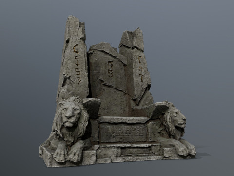 Lion Stone Throne 3Dモデル