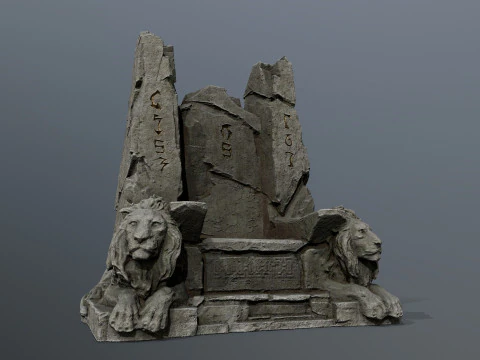 Lion Stone Throne 3D Model
