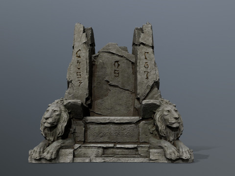 Lion Stone Throne 3Dモデル