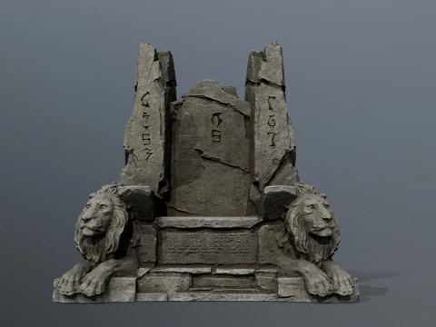 Lion Stone Throne 3D Model