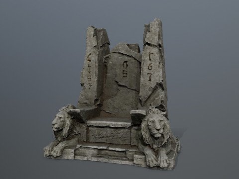 Lion Stone Throne 3Dモデル
