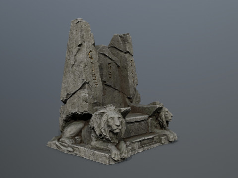 Lion Stone Throne 3Dモデル