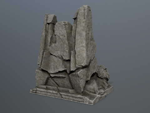 Lion Stone Throne 3Dモデル
