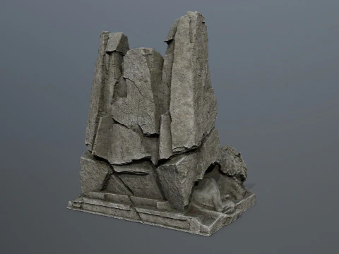Lion Stone Throne 3D Model