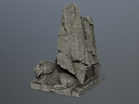Lion Stone Throne 3Dモデル