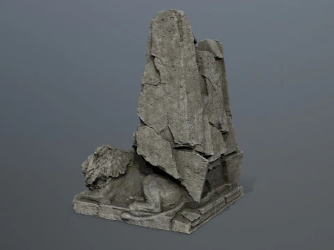 Lion Stone Throne 3D Model