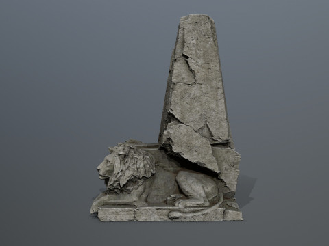 Lion Stone Throne 3Dモデル